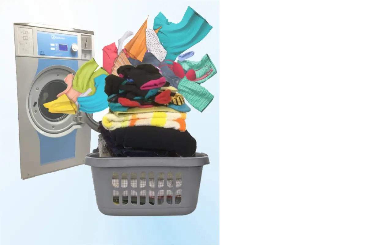 Freshly folded clean laundry at Drift-In Launderette Cardiff